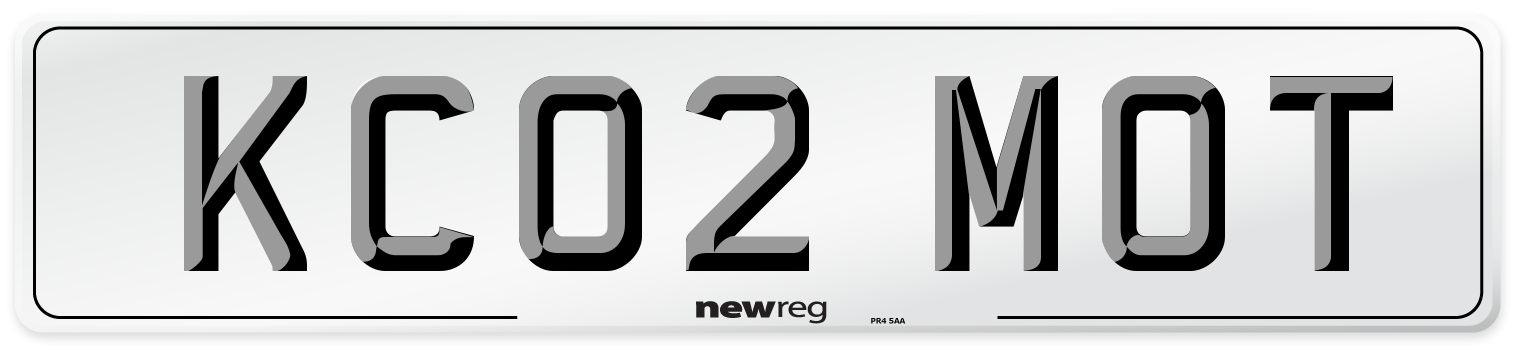 KC02 MOT Number Plate from New Reg